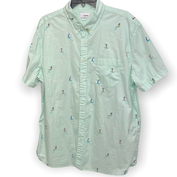 ❗️SOLD ❗️Men’s Sonoma Mint Surfer Casual Short Sleeve Button Down Shirt - Picture 4 of 8